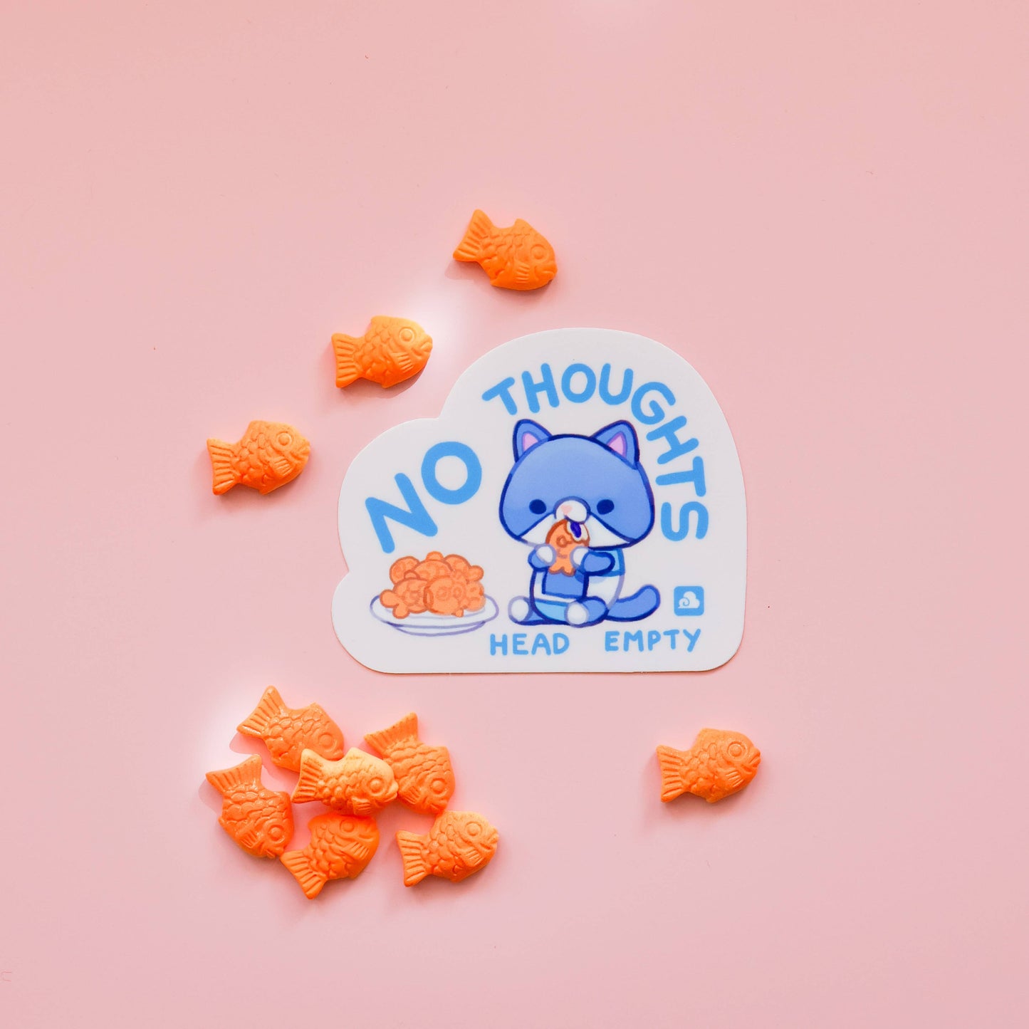 Vinyl Sticker Friendly Blue Cat - No Thoughts Head Empty